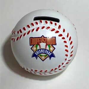 Cooperstown Dreams Park Piggy Money Bank Ceramic Coin White Baseball 4" Tall